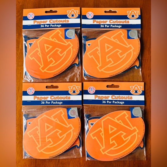Auburn University Decorations - 4 Packs of 36 Paper Cutouts -Auburn Tigers Decor - Picture 1 of 5